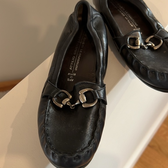 ATTILIO GIUSTI LEOMBRUNI (AGL) ~ black Italian leather buckle loafers - Picture 2 of 16